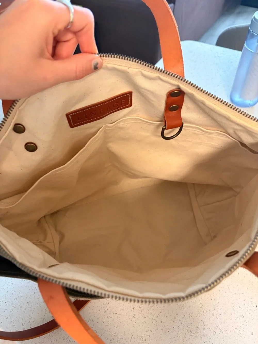 Olive Canvas & Brown Leather Men’s Carryall